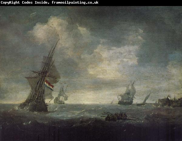 PORCELLIS, Jan Ships on the Heavy Seas